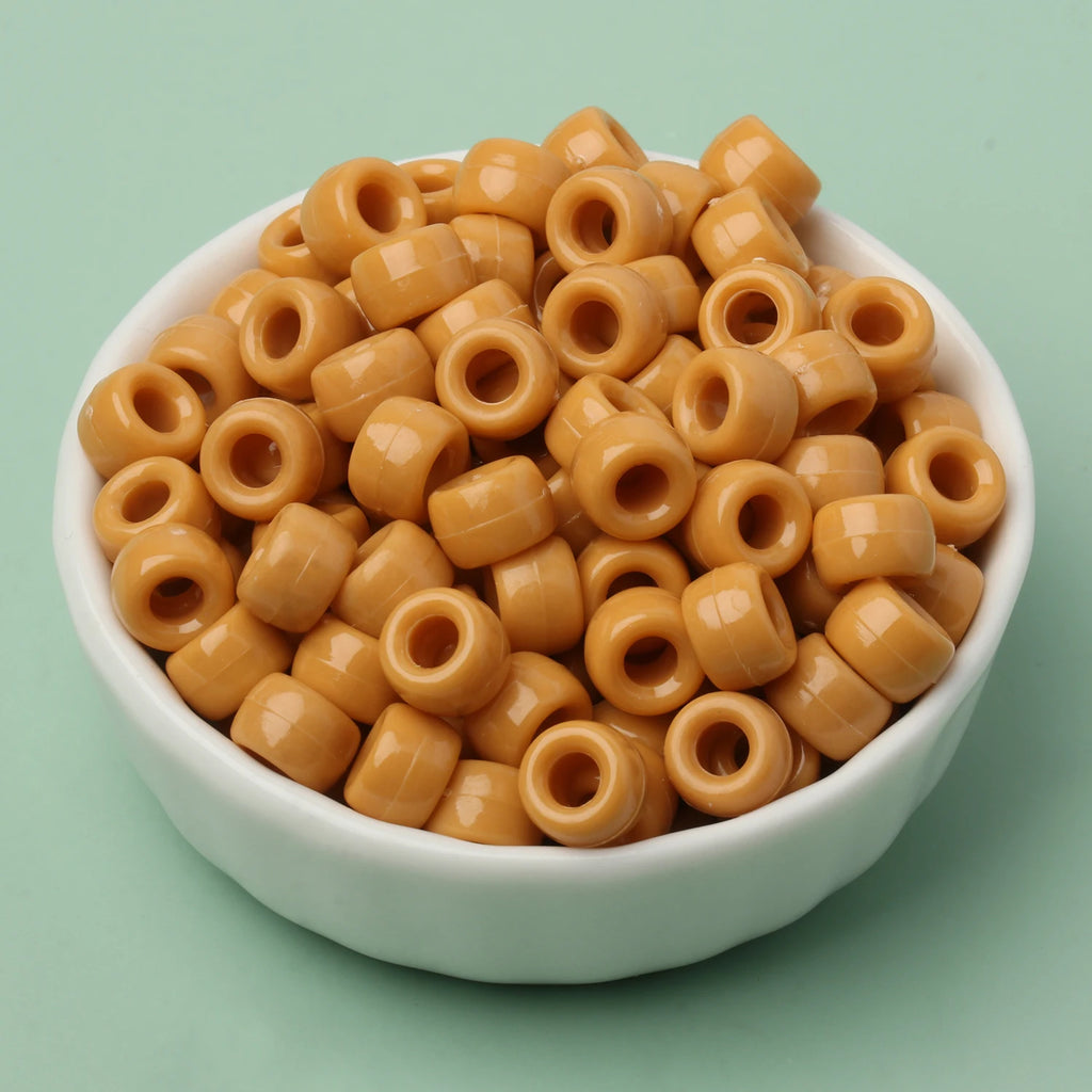 100 חרוזי פוני 6x9 מ"מ – חרוזים צבעוניים עם חור גדול ל־DIY ותכשיטים