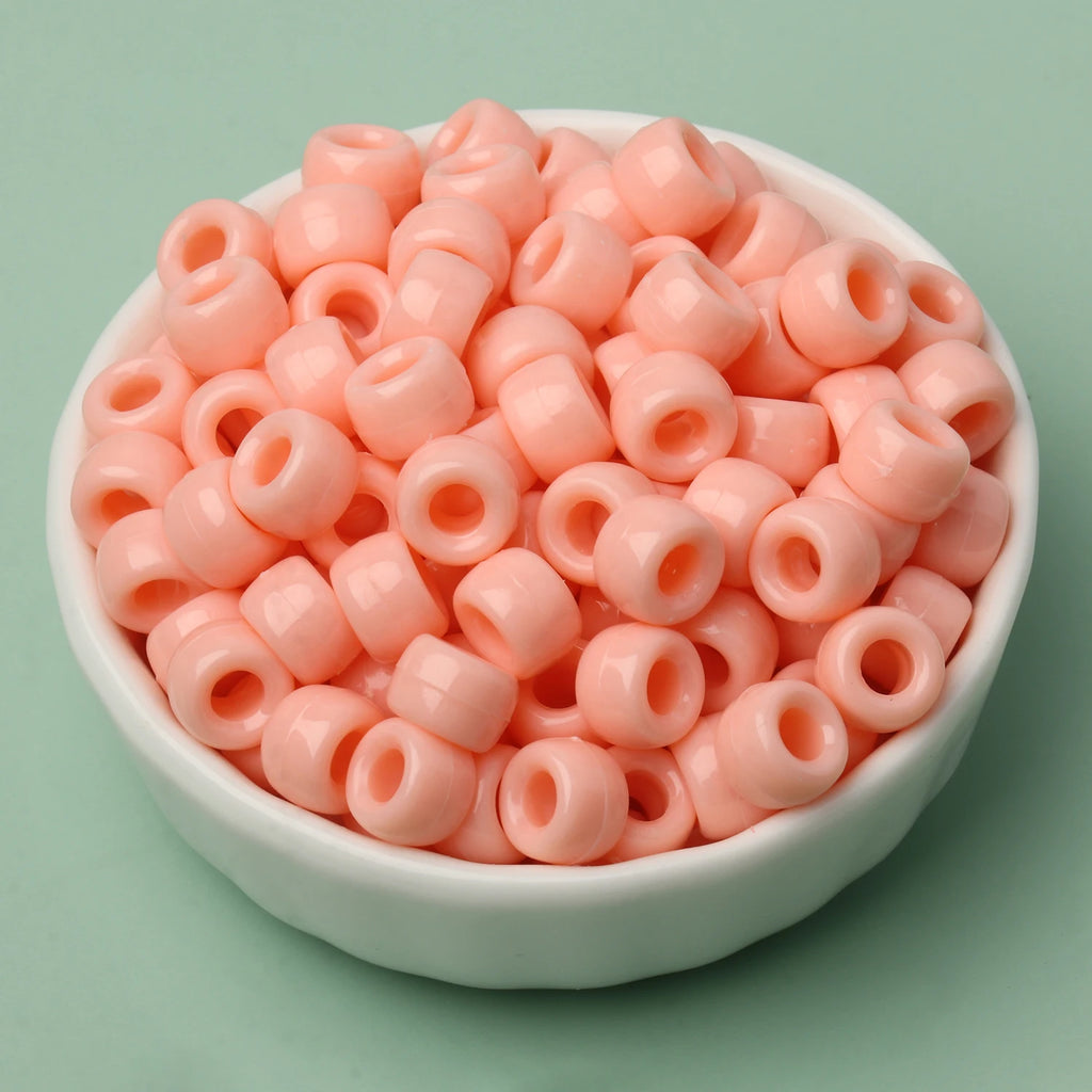 100 חרוזי פוני 6x9 מ"מ – חרוזים צבעוניים עם חור גדול ל־DIY ותכשיטים