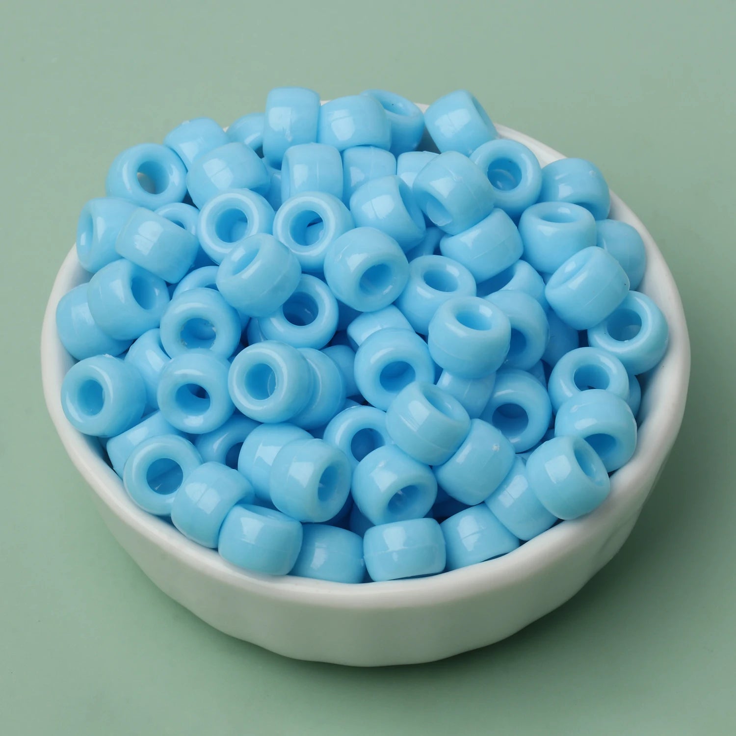100 חרוזי פוני 6x9 מ"מ – חרוזים צבעוניים עם חור גדול ל־DIY ותכשיטים