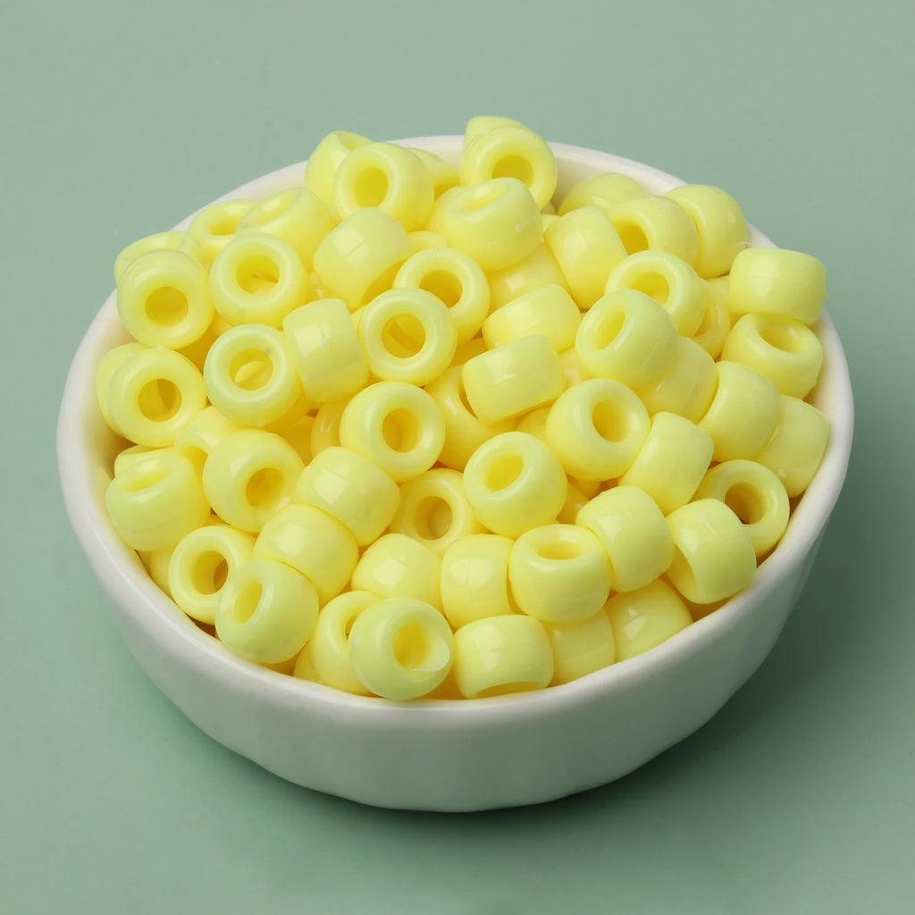 100 חרוזי פוני 6x9 מ"מ – חרוזים צבעוניים עם חור גדול ל־DIY ותכשיטים