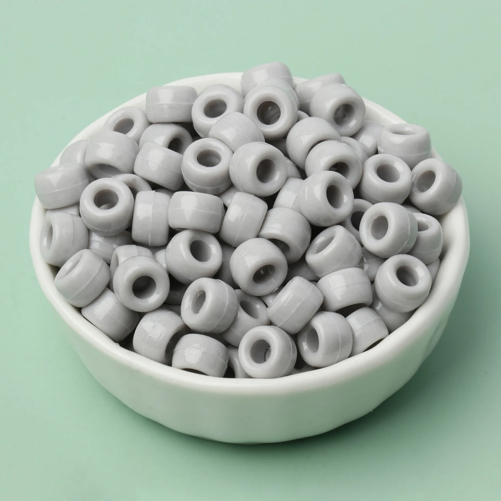 100 חרוזי פוני 6x9 מ"מ – חרוזים צבעוניים עם חור גדול ל־DIY ותכשיטים