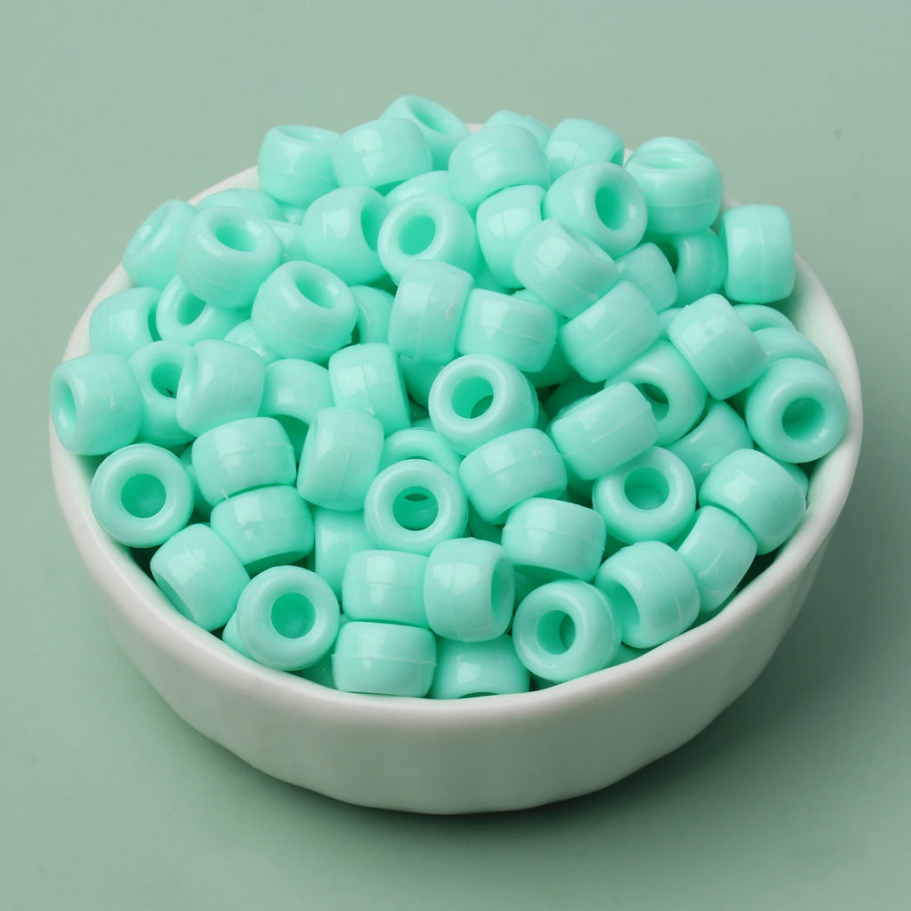 100 חרוזי פוני 6x9 מ"מ – חרוזים צבעוניים עם חור גדול ל־DIY ותכשיטים
