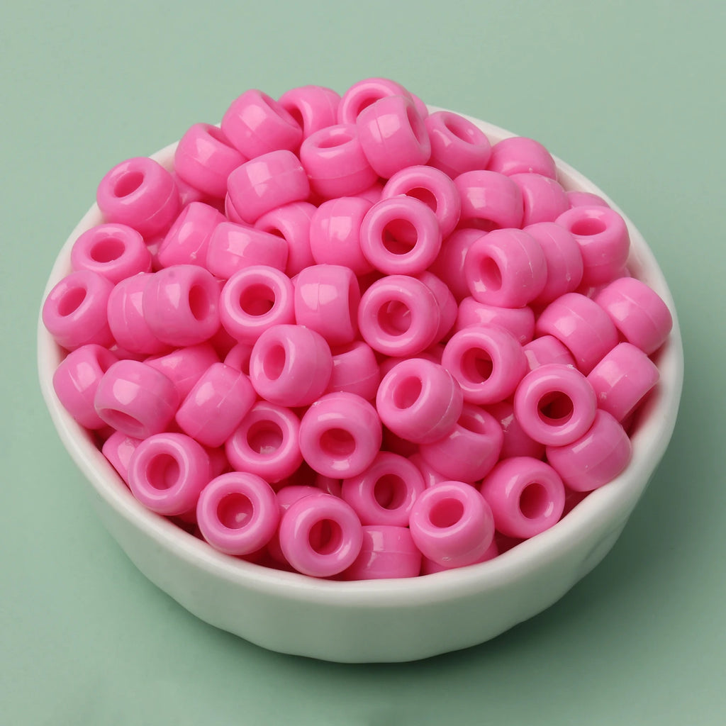 100 חרוזי פוני 6x9 מ"מ – חרוזים צבעוניים עם חור גדול ל־DIY ותכשיטים