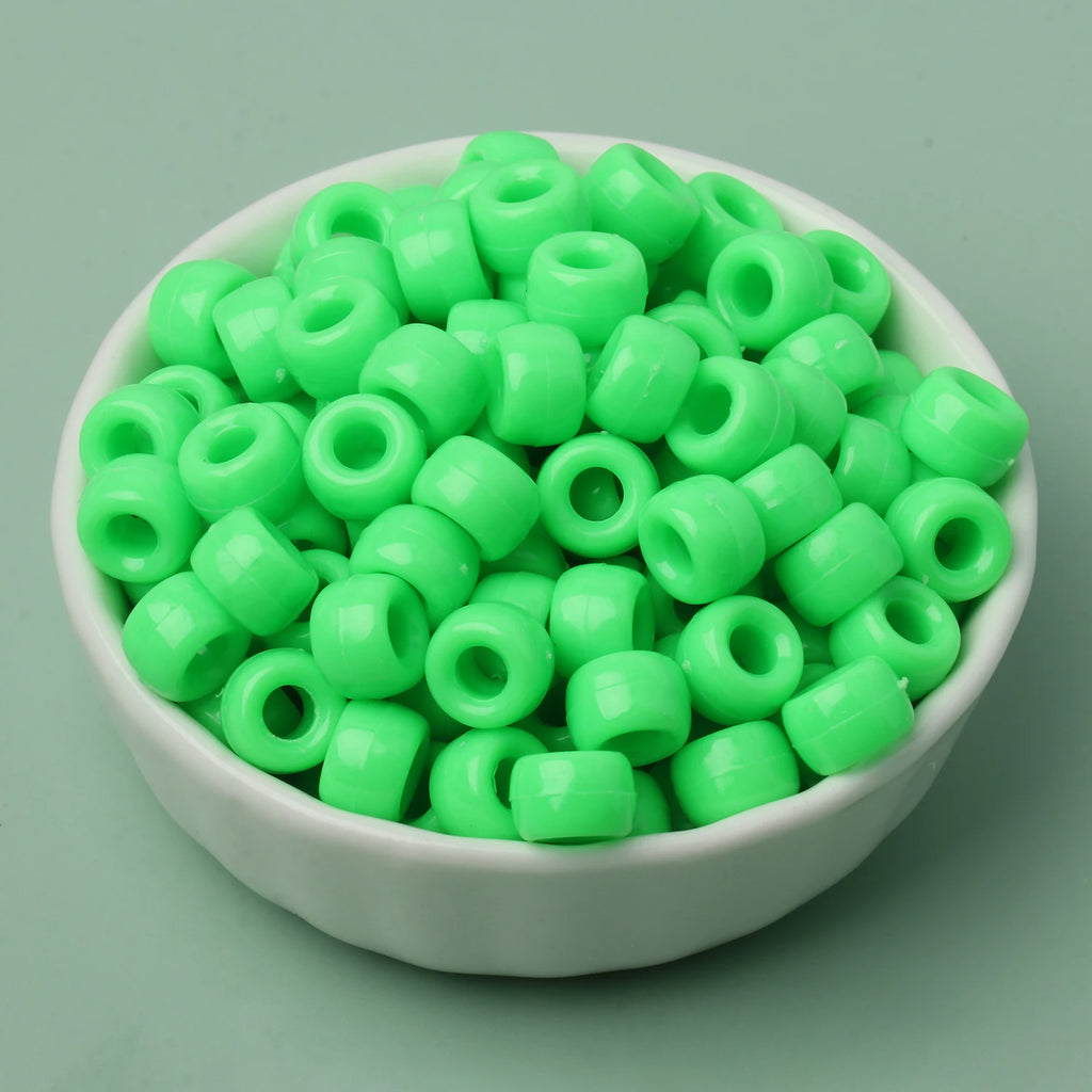 100 חרוזי פוני 6x9 מ"מ – חרוזים צבעוניים עם חור גדול ל־DIY ותכשיטים