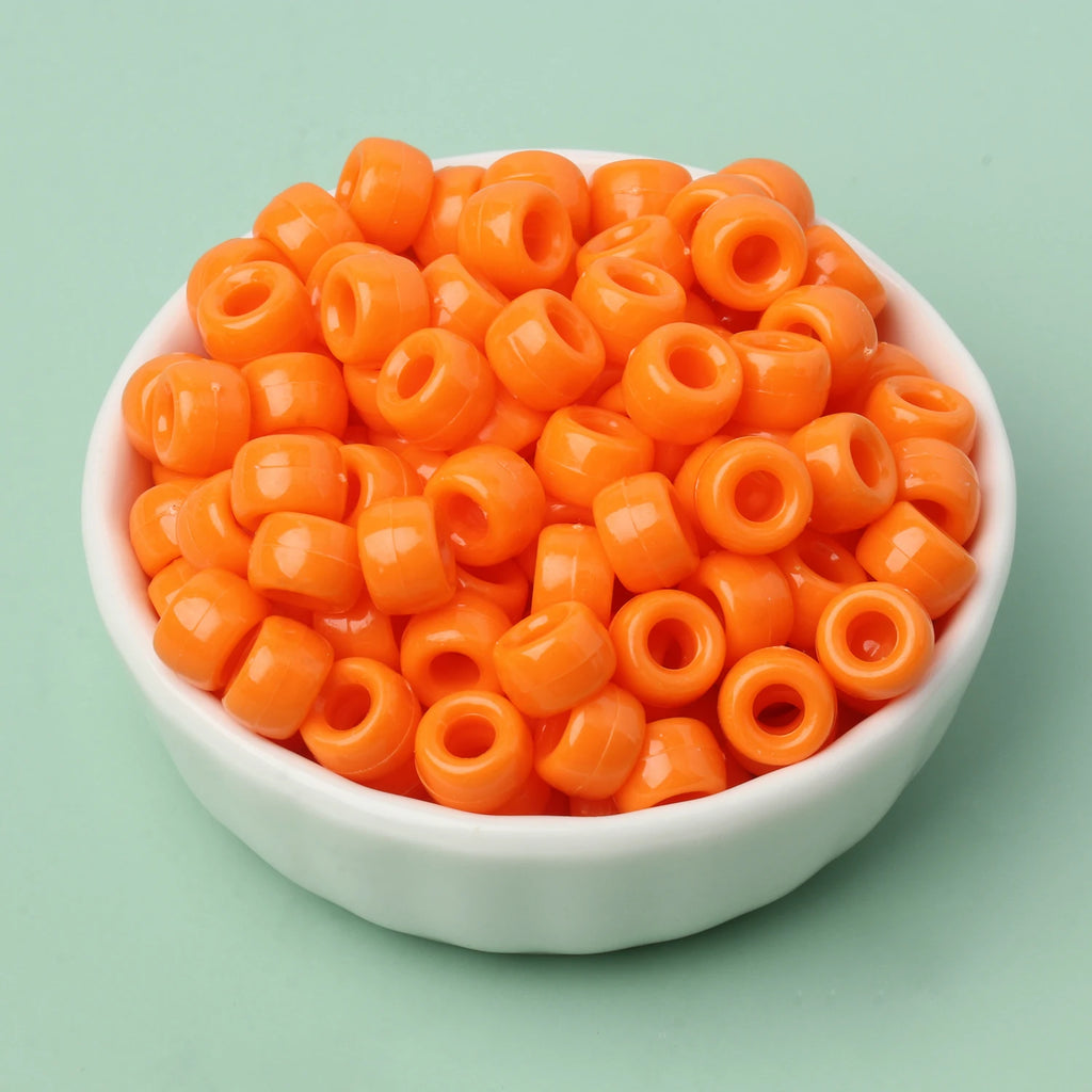100 חרוזי פוני 6x9 מ"מ – חרוזים צבעוניים עם חור גדול ל־DIY ותכשיטים