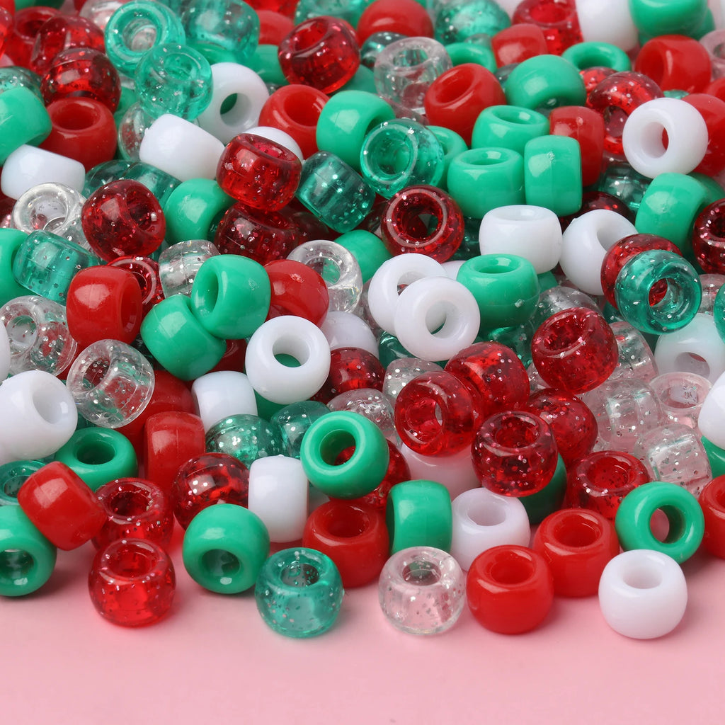 100 חרוזי פוני 6x9 מ"מ – חרוזים צבעוניים עם חור גדול ל־DIY ותכשיטים