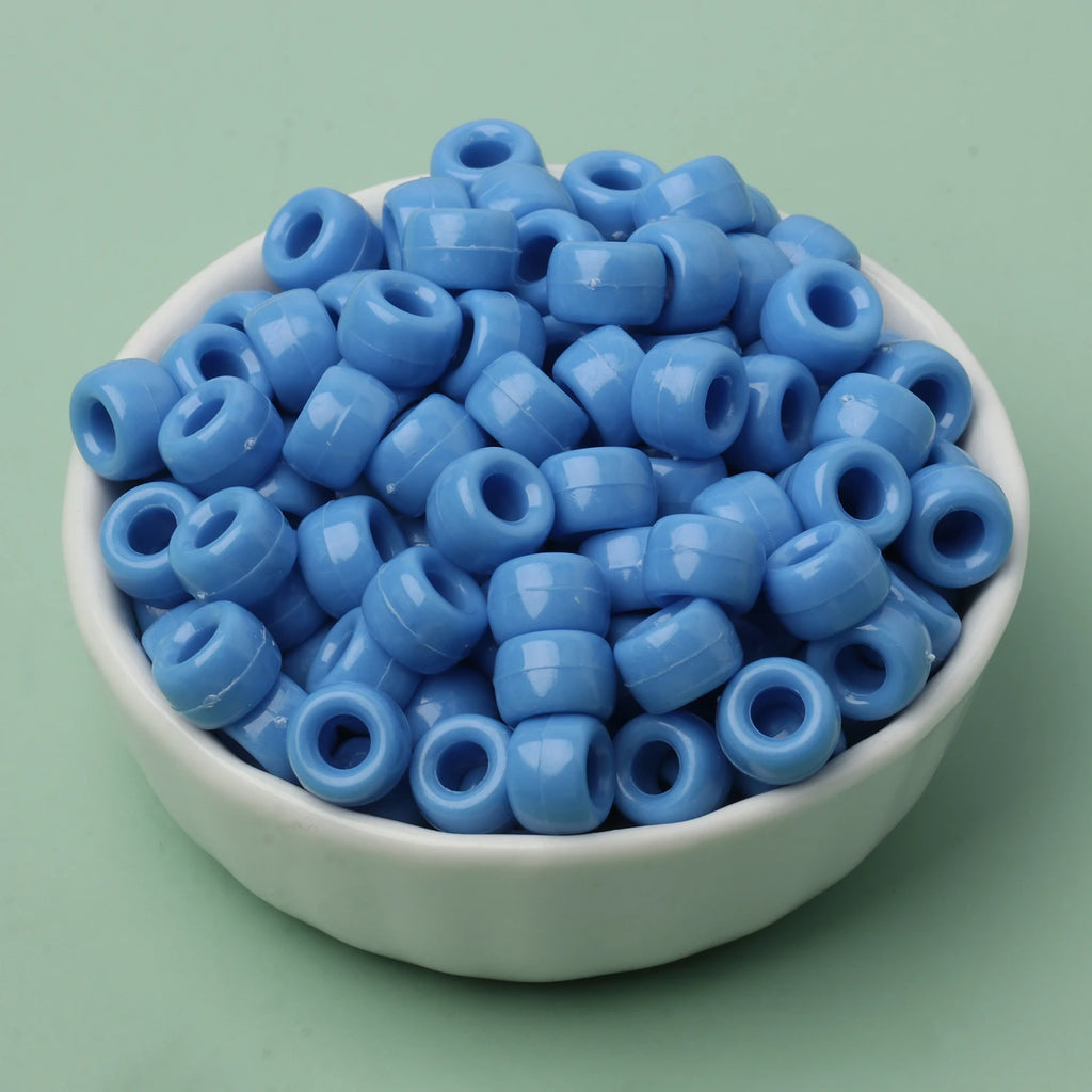 100 חרוזי פוני 6x9 מ"מ – חרוזים צבעוניים עם חור גדול ל־DIY ותכשיטים