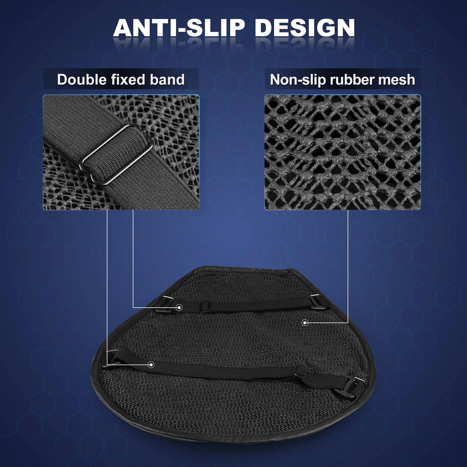 כרית מושב ג׳ל לאופנוע אנטי סליפ לנוחות רכיבה להקלה על הגב סופח זעזועים