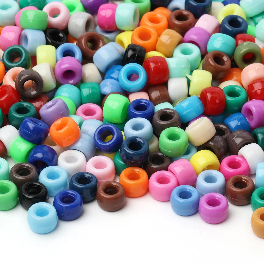 100 חרוזי פוני 6x9 מ"מ – חרוזים צבעוניים עם חור גדול ל־DIY ותכשיטים