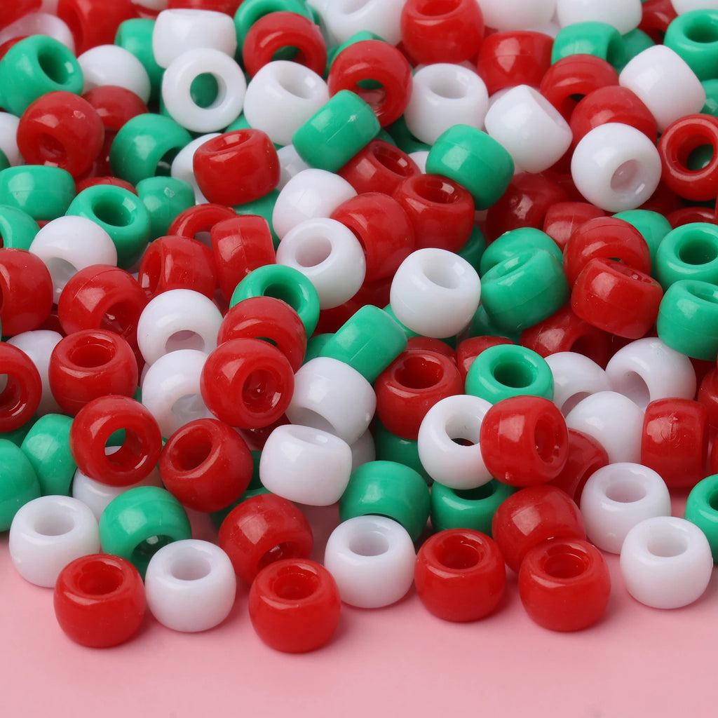 100 חרוזי פוני 6x9 מ"מ – חרוזים צבעוניים עם חור גדול ל־DIY ותכשיטים