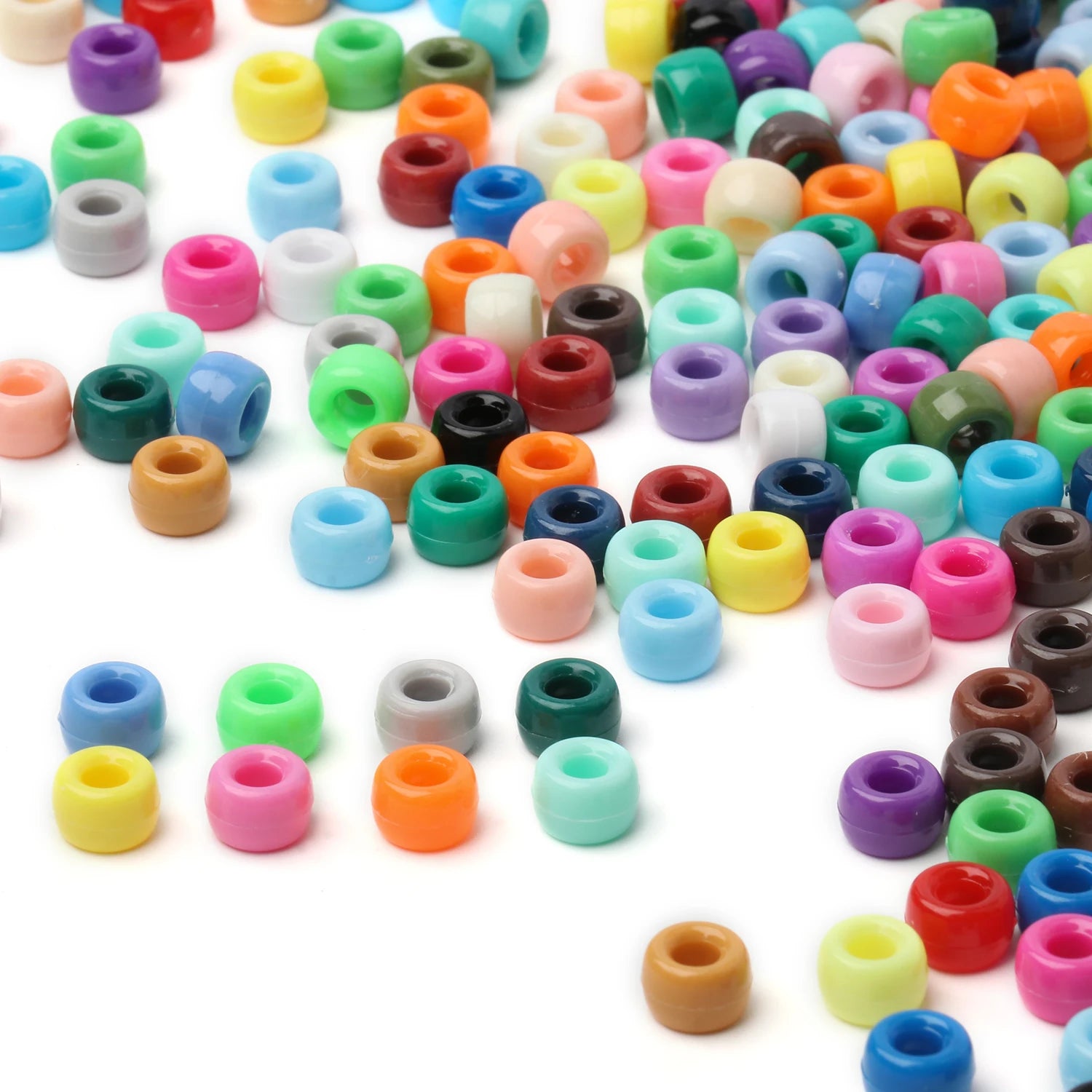 100 חרוזי פוני 6x9 מ"מ – חרוזים צבעוניים עם חור גדול ל־DIY ותכשיטים