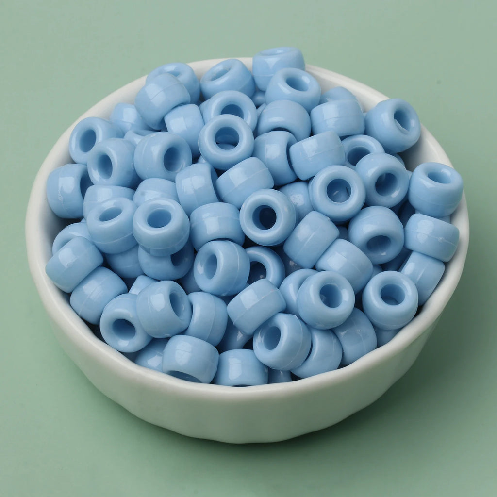 100 חרוזי פוני 6x9 מ"מ – חרוזים צבעוניים עם חור גדול ל־DIY ותכשיטים