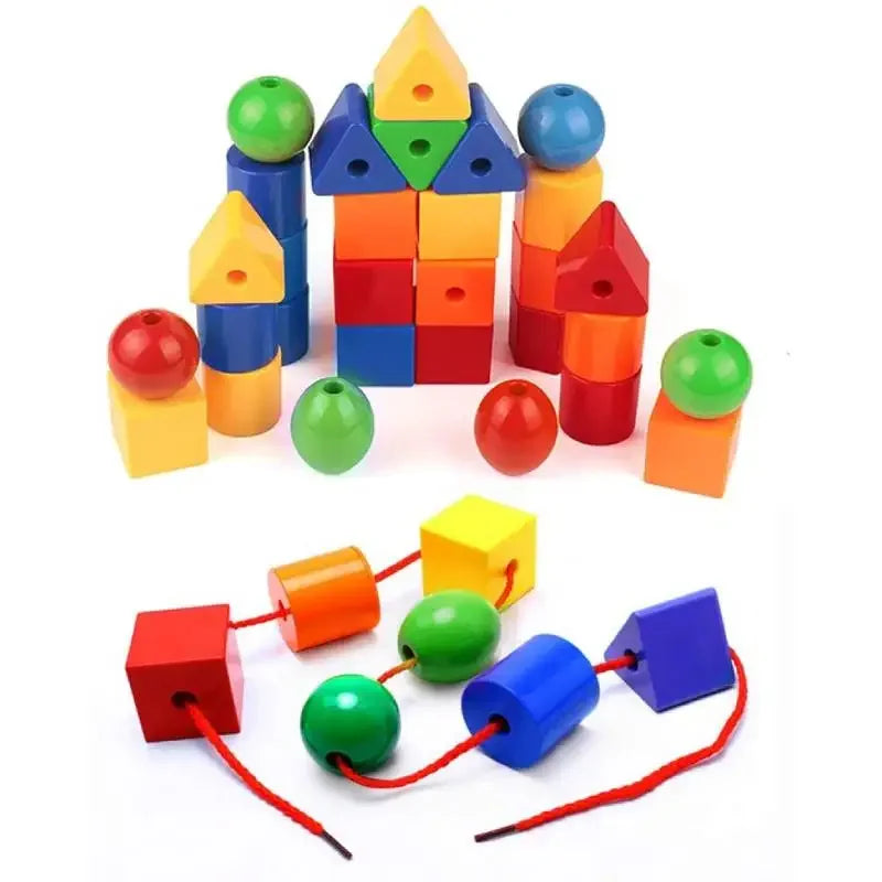 צעצוע חרוזי השחלה חינוכיים – 25 חרוזים ו-3 חוטים