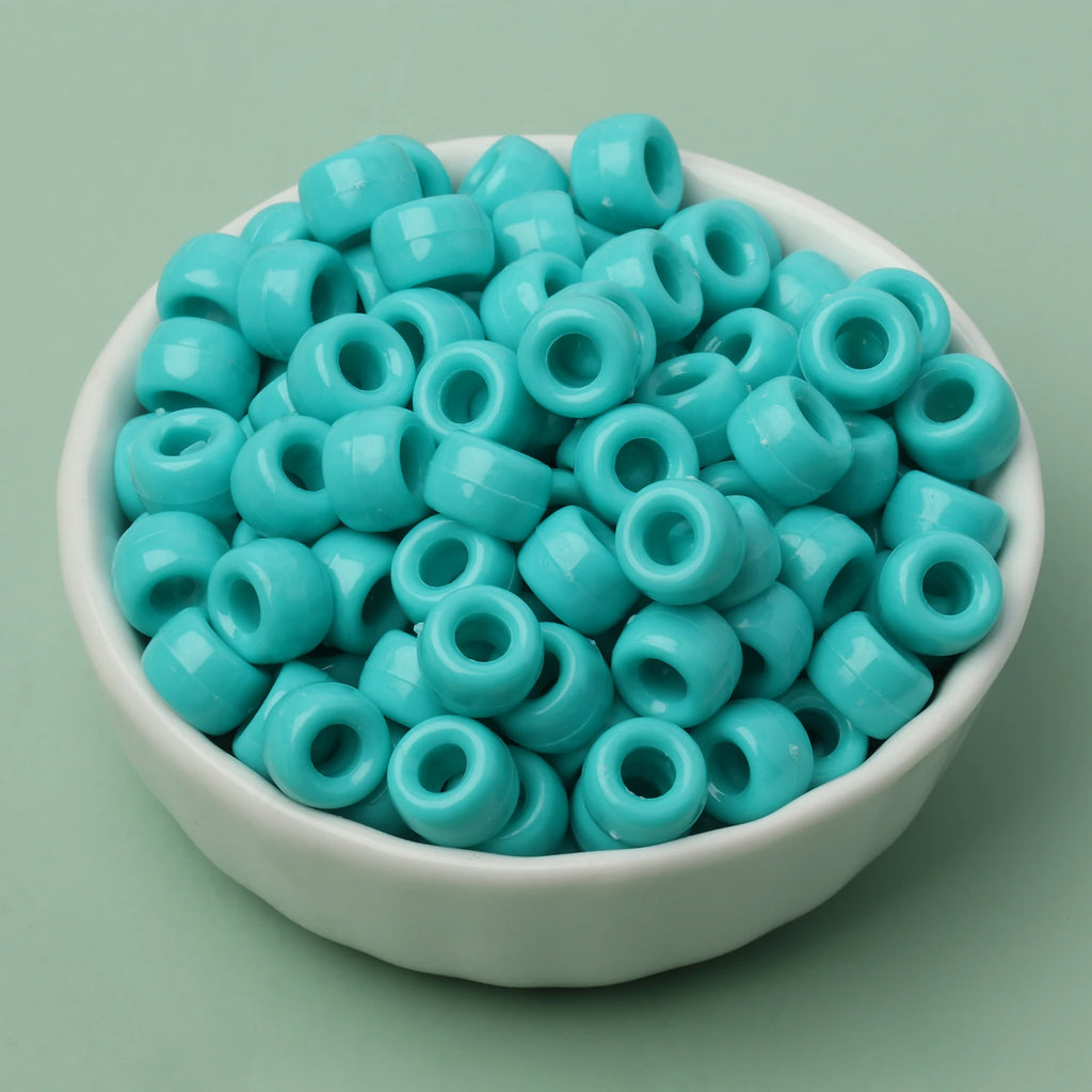 100 חרוזי פוני 6x9 מ"מ – חרוזים צבעוניים עם חור גדול ל־DIY ותכשיטים