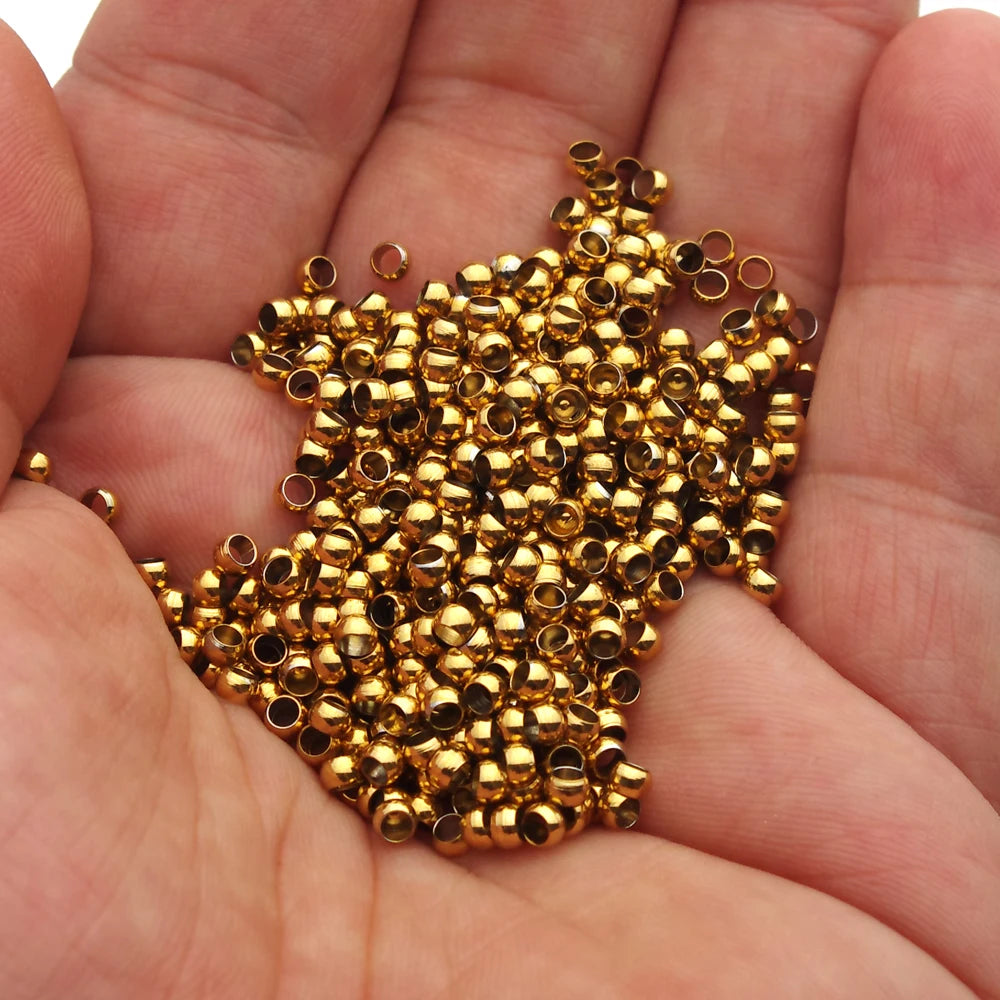 100–200 חרוזי נירוסטה כדוריים – חרוזי סיום וכיווץ ליצירת תכשיטים